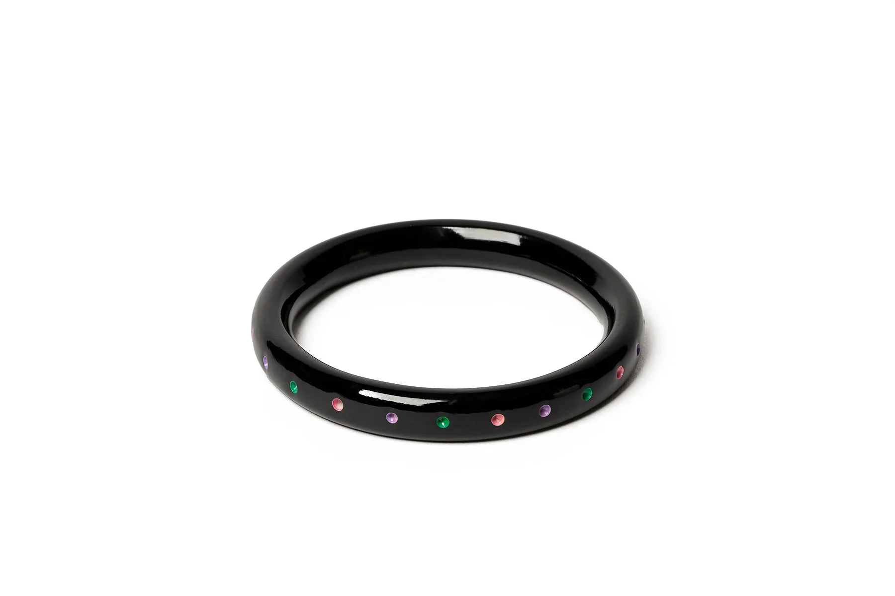 Splendette Retro Black Narrow Pips Bangle - Medium Classic