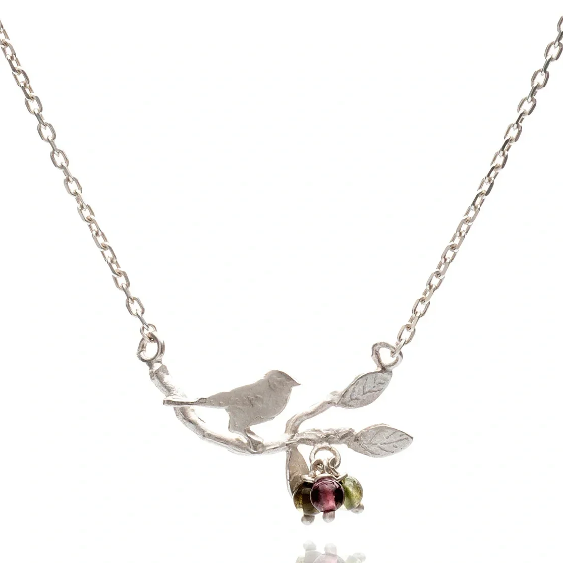 Amanda Coleman Bird On A Branch Silver Necklace