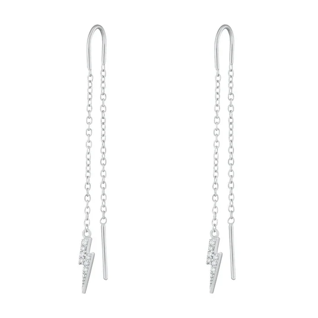 Scream Pretty Lightning Bolt Threader Earrings Silver