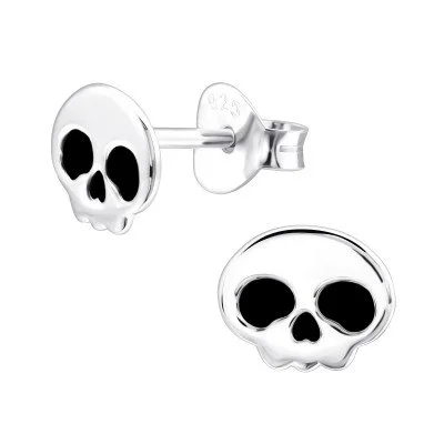 Halloween Silver Skull Stud Earrings