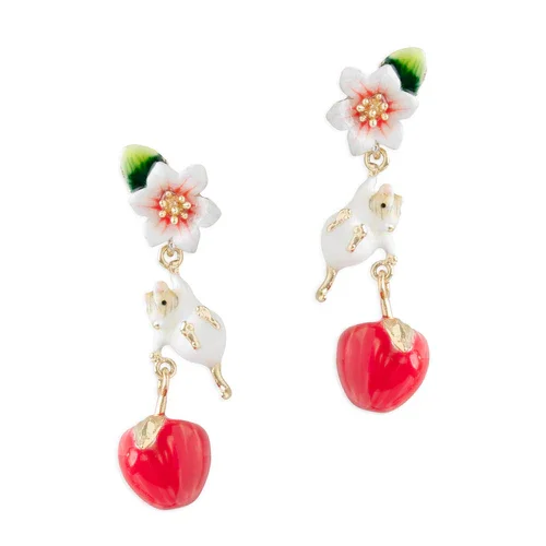 Bill Skinner Apple Blossom & Mouse Drop Earrings