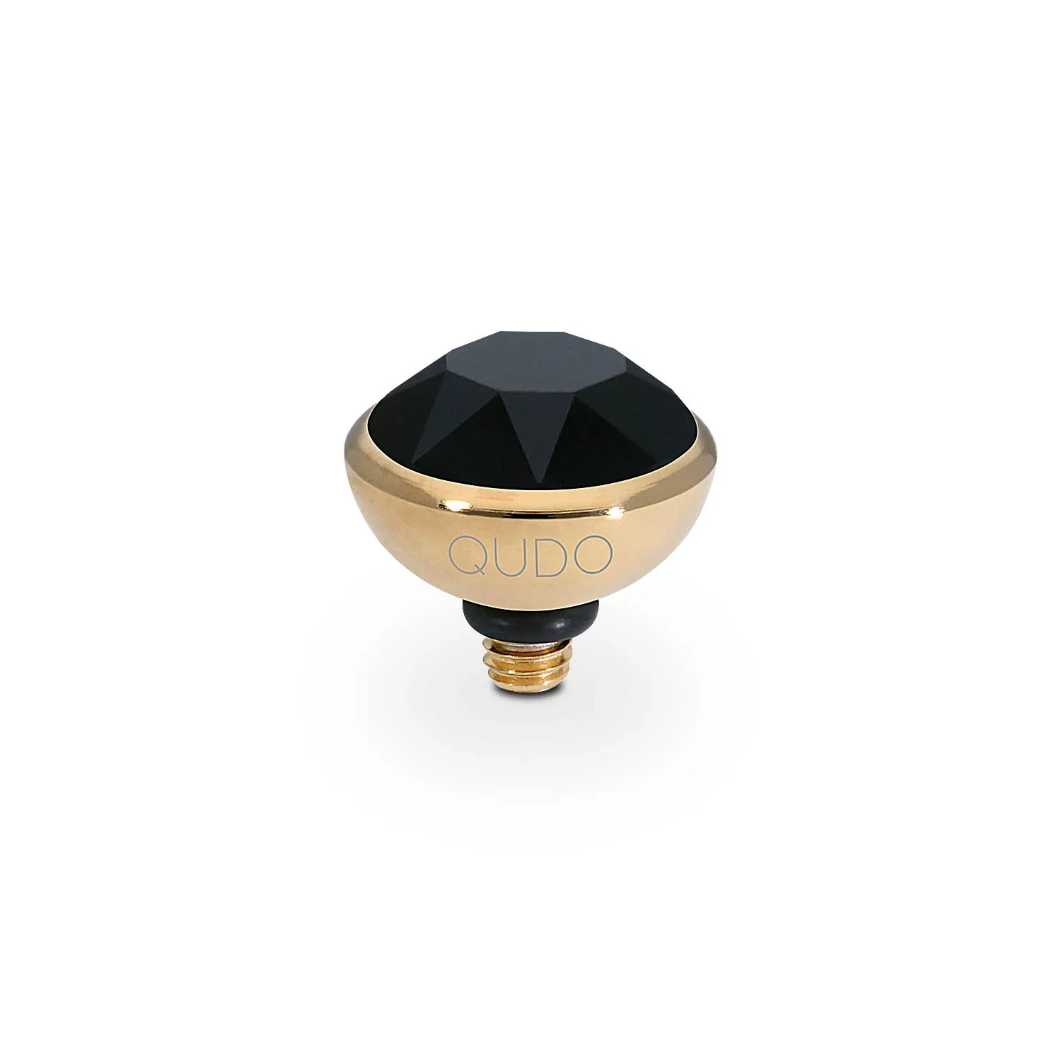 Qudo Ring Top Bottone Jet Black 10mm Gold