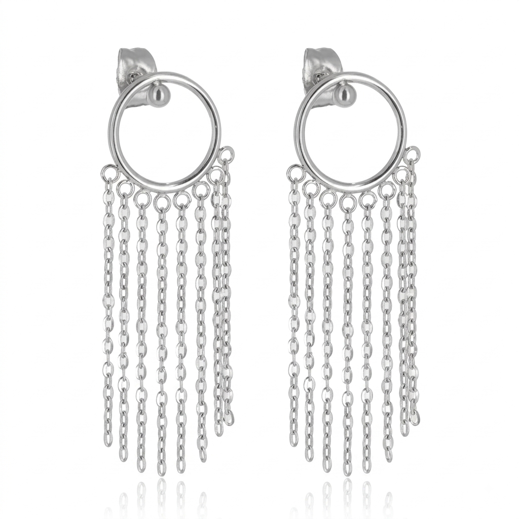 Zag Bijoux Circle Tassel Stud earrings