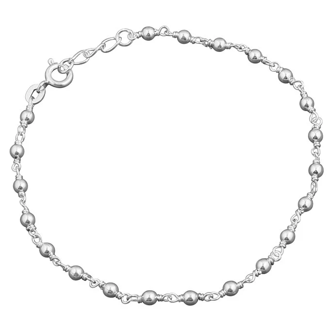Beaded Chain Anklet Silver