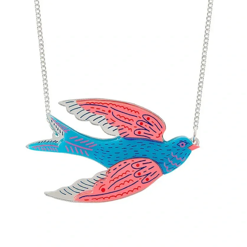 Tatty Devine Blue Bird Necklace.