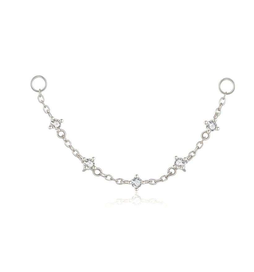 Earring Charm Stationed CZ Silver