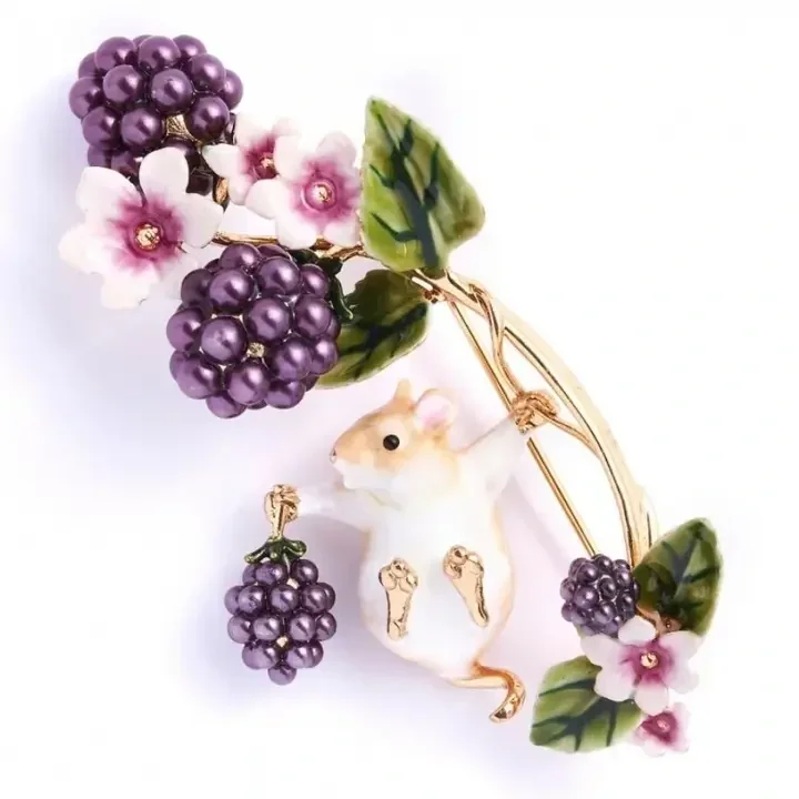 Bill Skinner Blackberry & Mouse Brooch