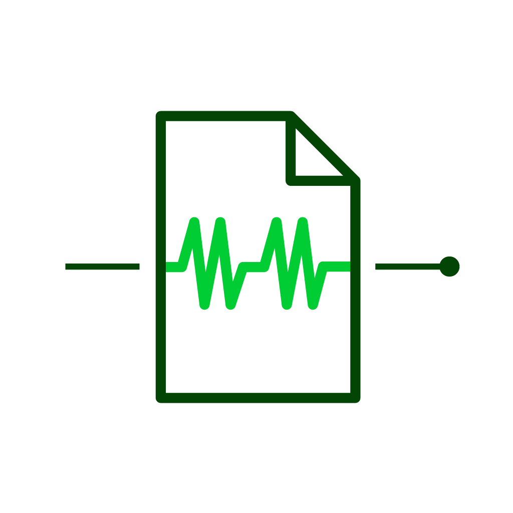 Icon of a document with a waveform and a document symbol, representing signal or data transfer.