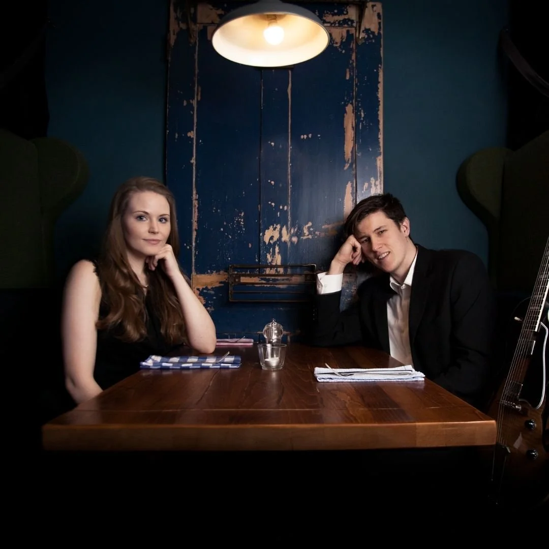 Kay from Sing with Kay with guitarist promoting Kay Acoustic acoustic duo for weddings, events, and live music in Leiceste