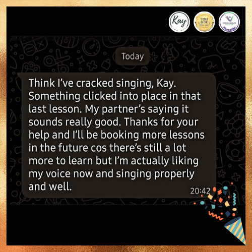 5 star review, sing with kay, singing lessons leicester