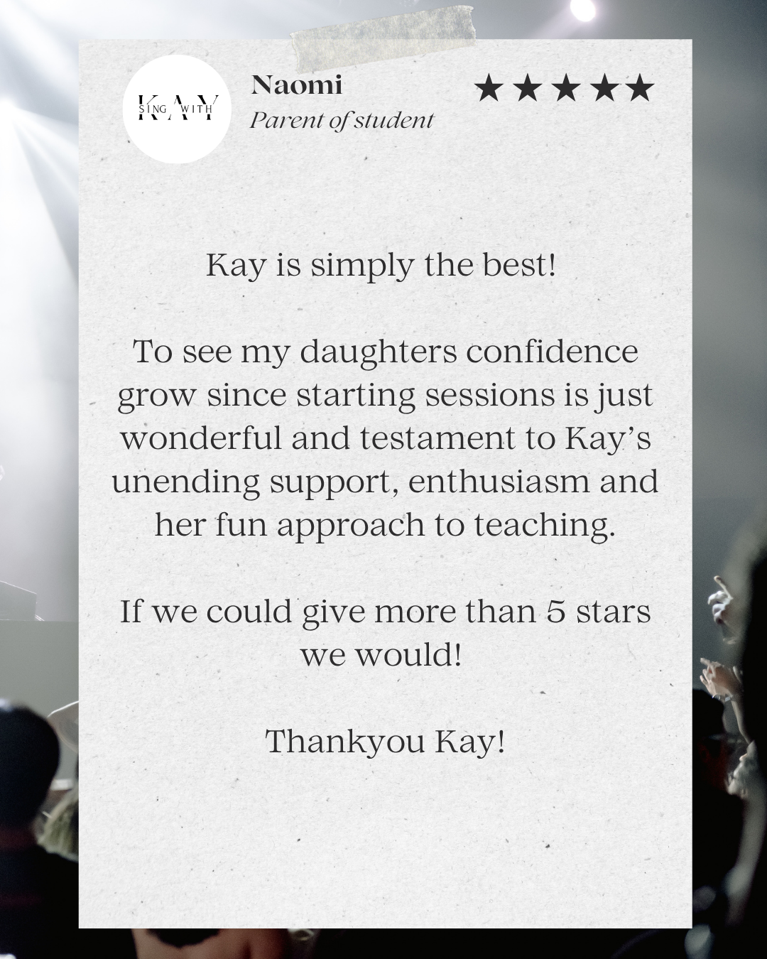 5 star review singing lessons leicester