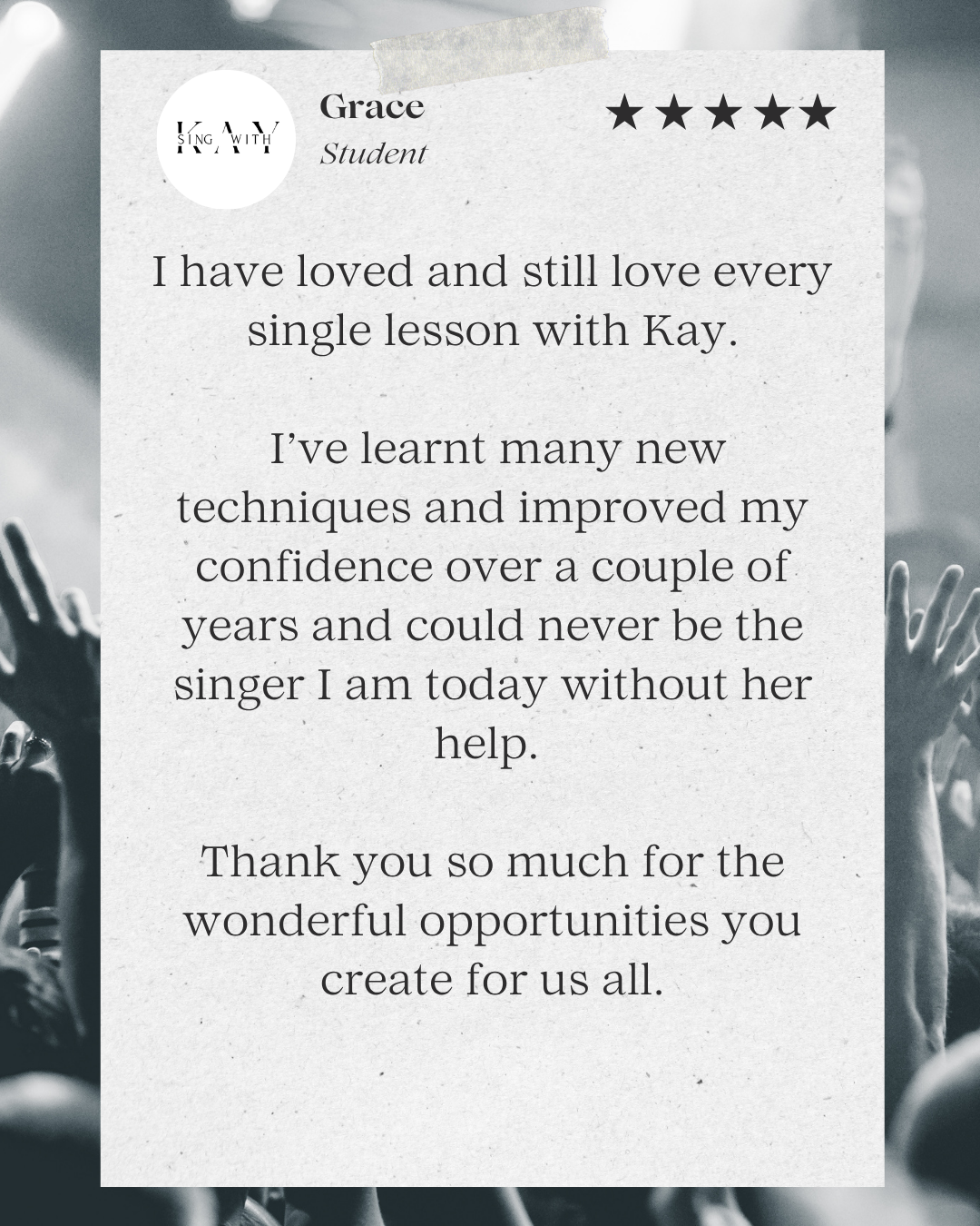 5 star review singing lessons leicester