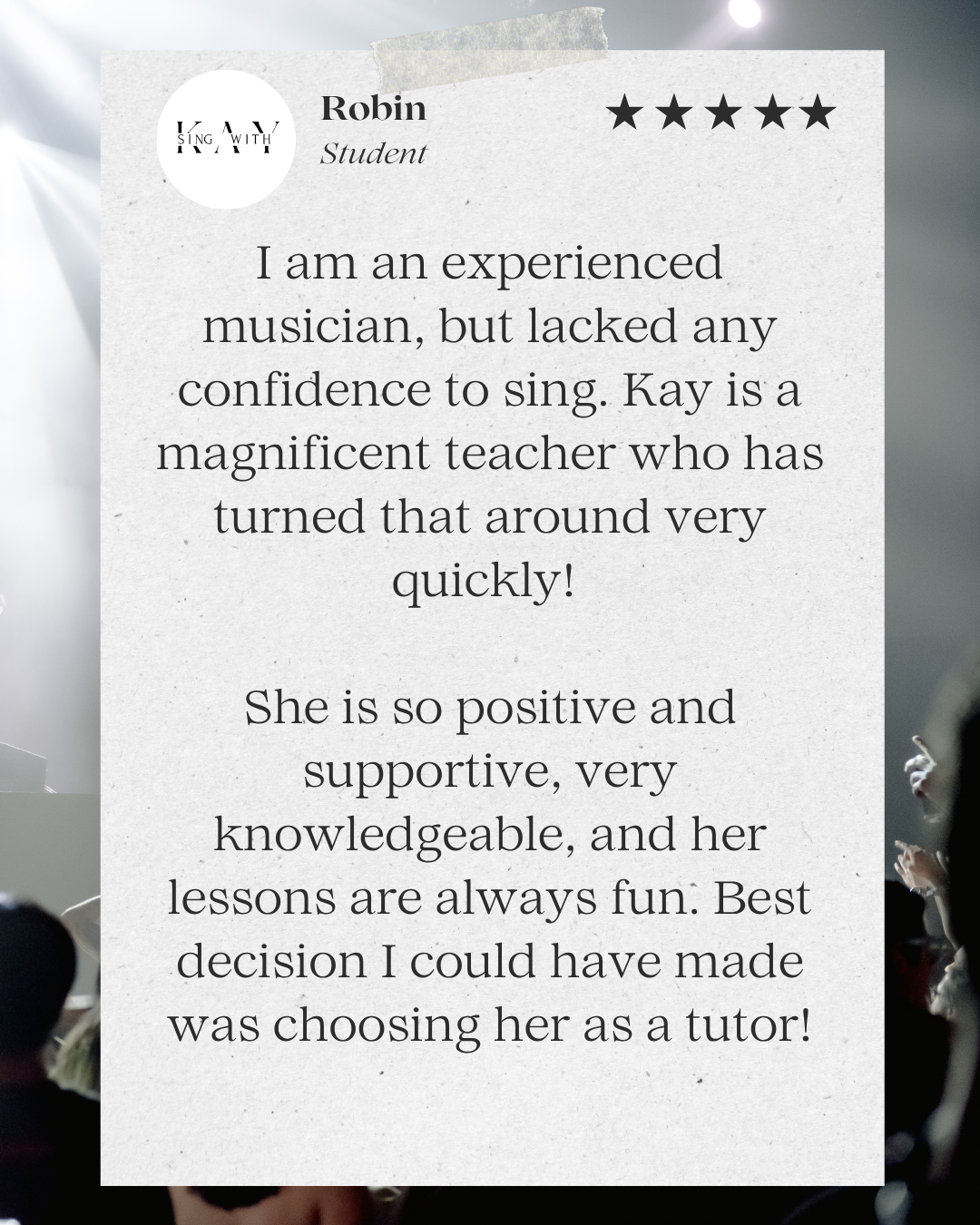 5 star review singing lessons leicester
