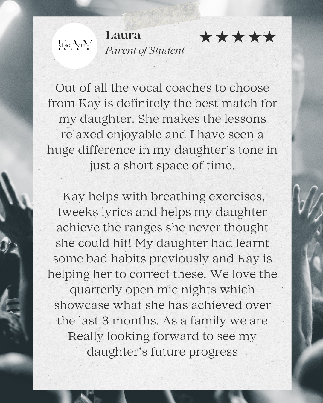 5 star review singing lessons leicester