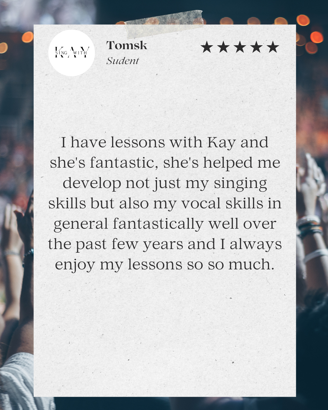 5 star review singing lessons leicester