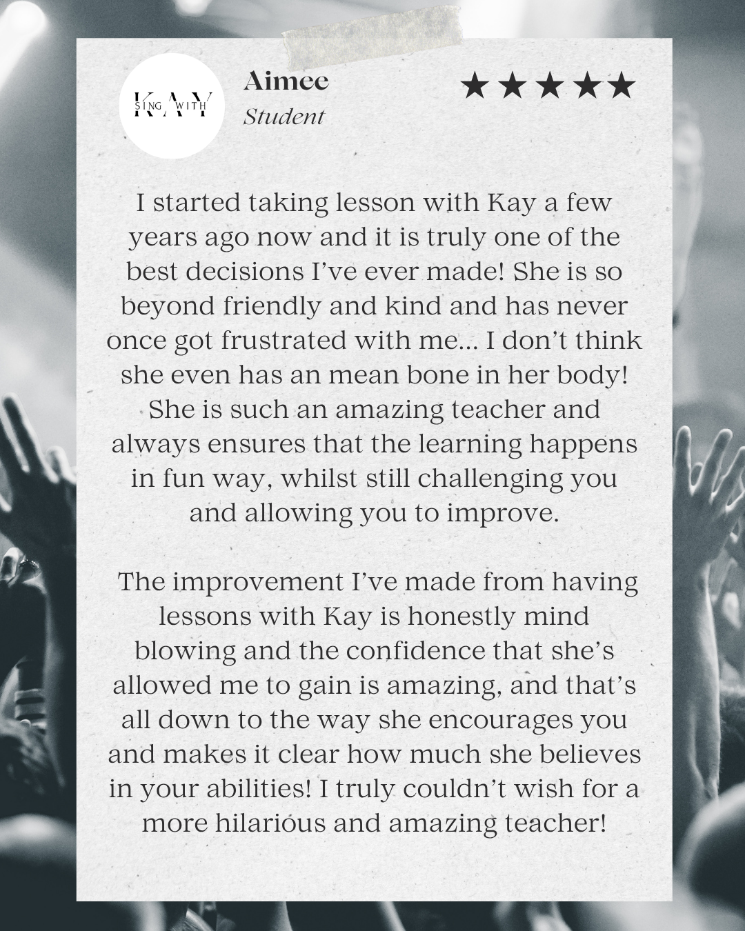 5 star review singing lessons leicester