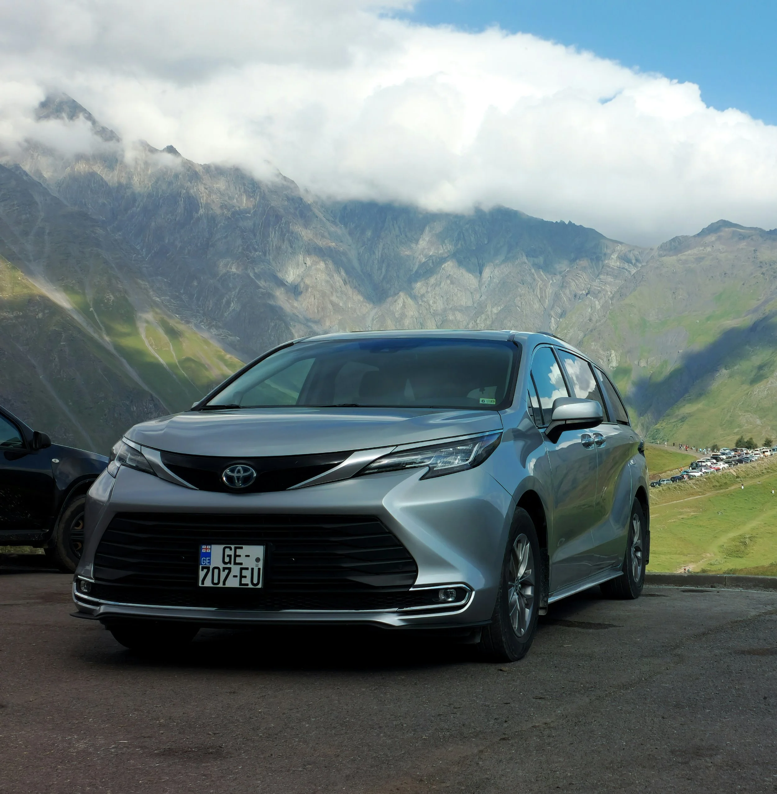 Premium Toyota Sienna hybrid van on a private mountain road tour in Georgia
