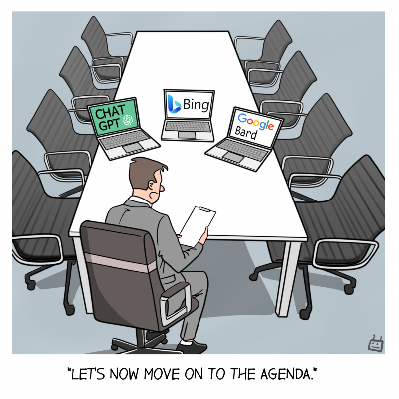 employee office man using ai and computer resources like the internet to problem solve and figure out his next agenda, whilst decreasing his own capacity, skill growth and confidence