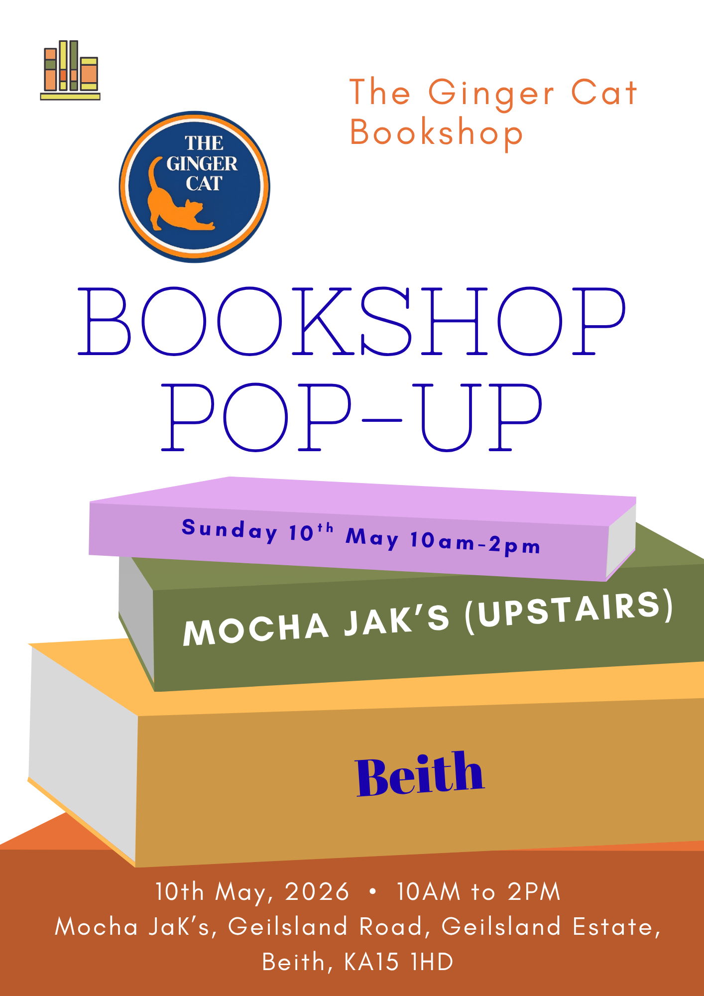 Bookshop Pop-up Mocha JaK's Beith 10/05/26