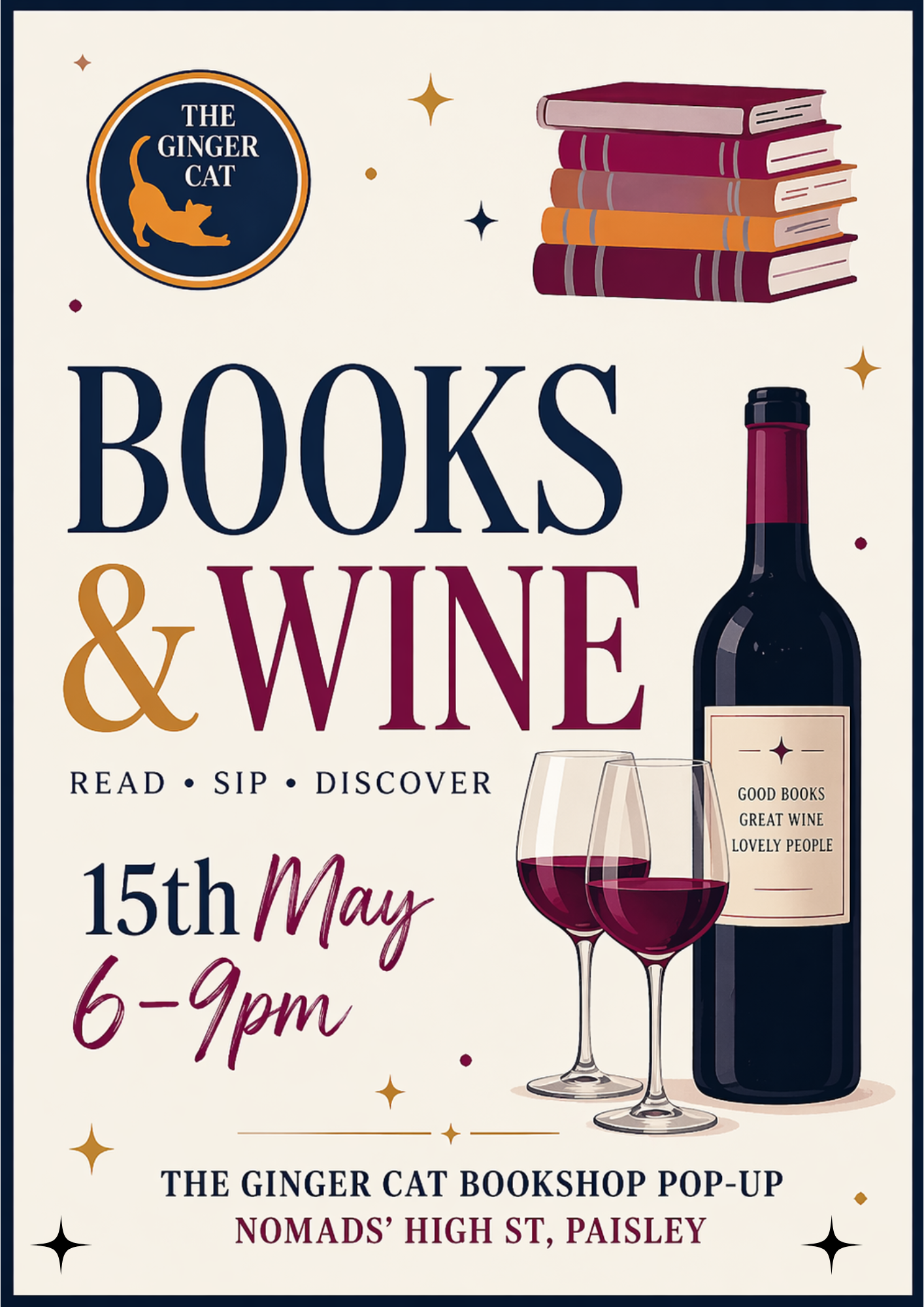 Books and Wine at Nomads' Paisley 15/05/26 6-9pm
