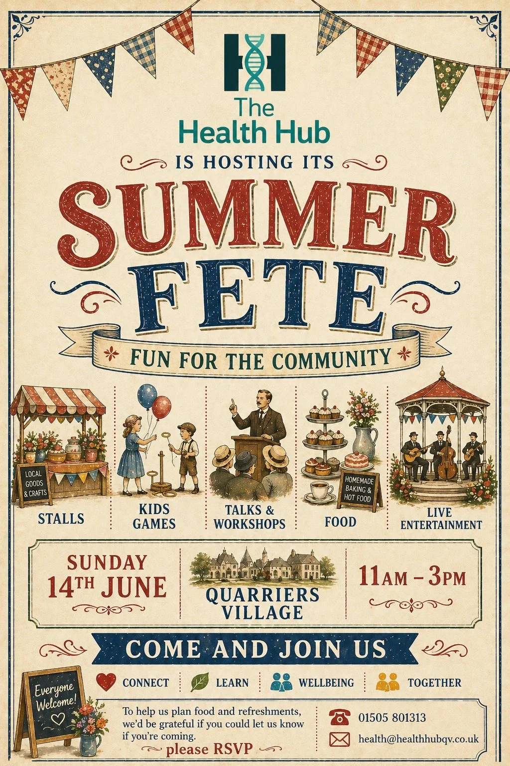 Sunday 14th June 11am-3pm Bookshop Pop-Up at The Health Hub Quarriers Summer Fete