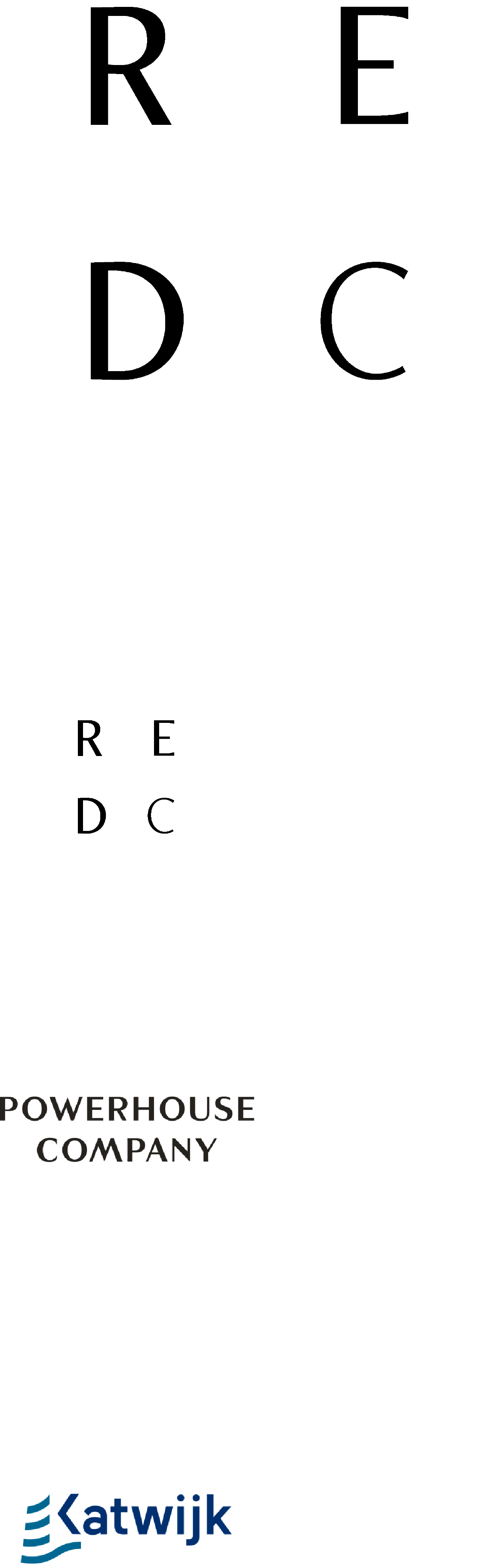 The image features the word 'DREAM' with the 'E' stylized using three horizontal lines, and the letter 'A' replaced with an inverted V shape, all in black on a white background. Below, the phrase 'POWERHOUSE COMPANY' appears in bold. At the bottom, the logo 'katwjk' is displayed in blue with a wave design.