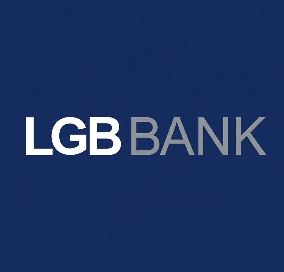 LGB Bank logo on a dark blue background.