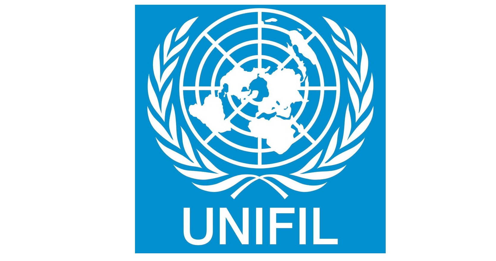 United Nations logo featuring a world map surrounded by olive branches, with UNFIL written underneath.