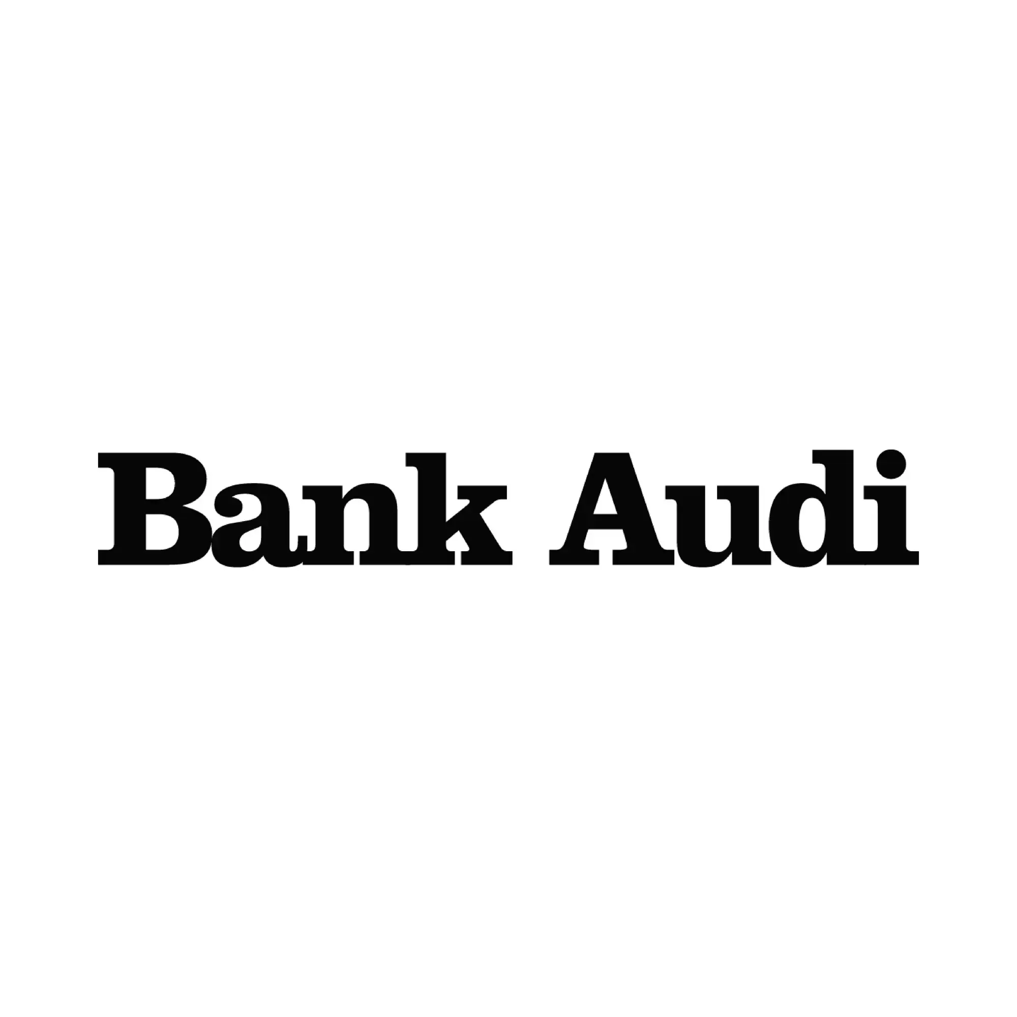 Text on a white background reads 'Bank Audi' in bold black font.