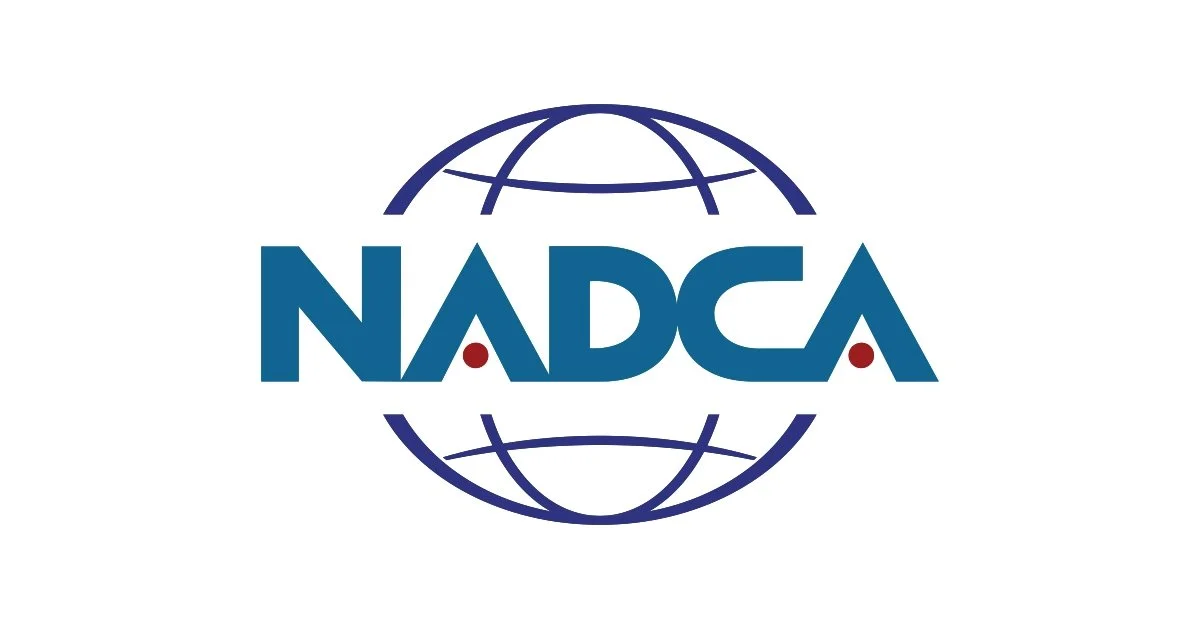 NADCA logo with a stylized globe and the letters NADCA in blue with red dots.