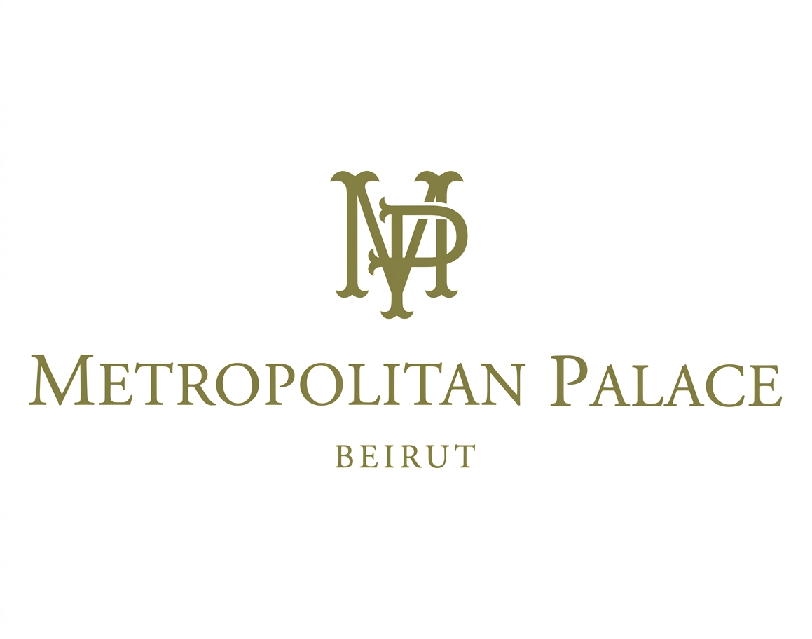 Logo for Metropolitan Palace in Beirut, featuring stylized initials and elegant text.