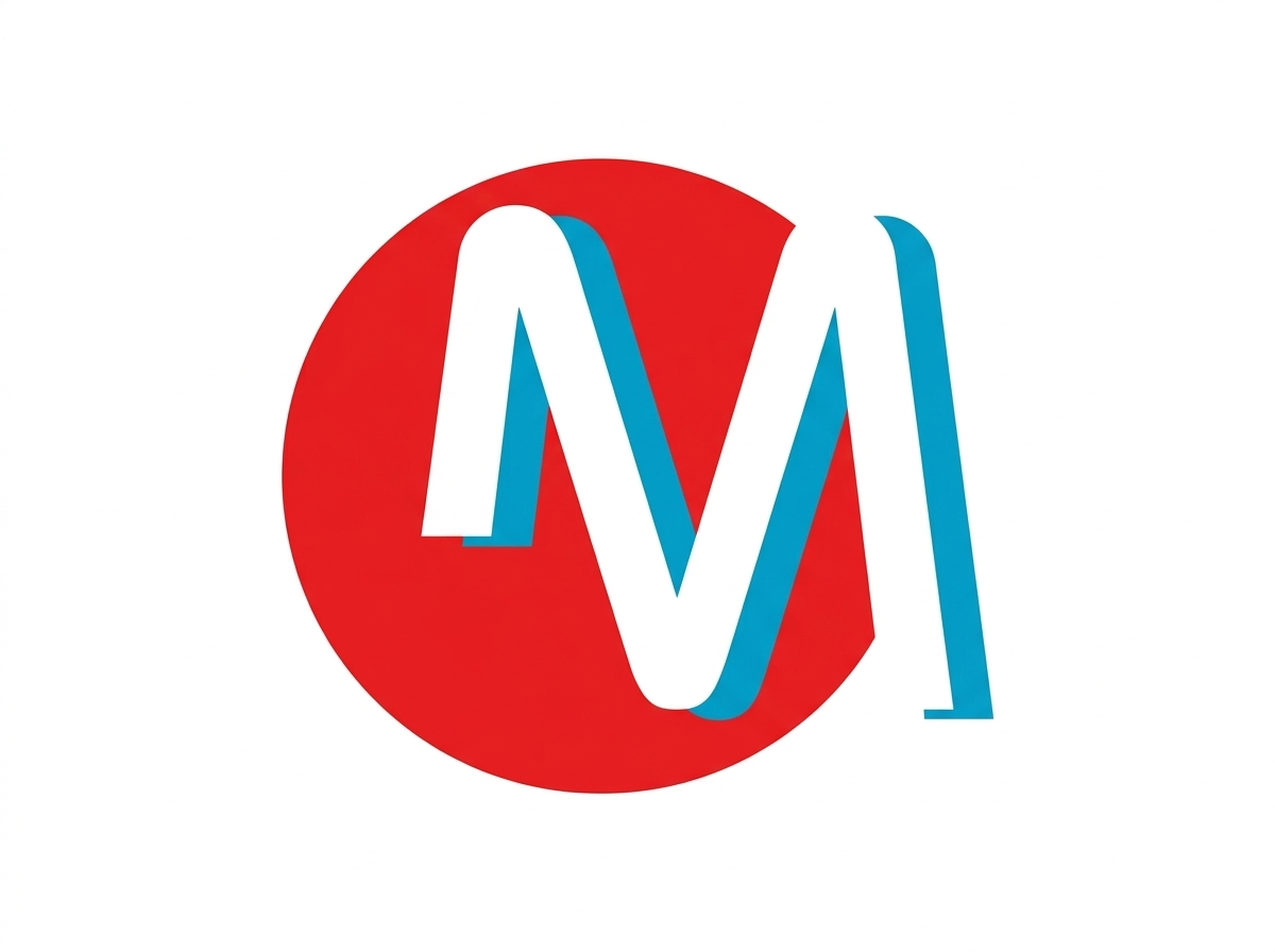 Logo featuring a red circle with intertwined white and blue stylized letters 'M' and 'V'.