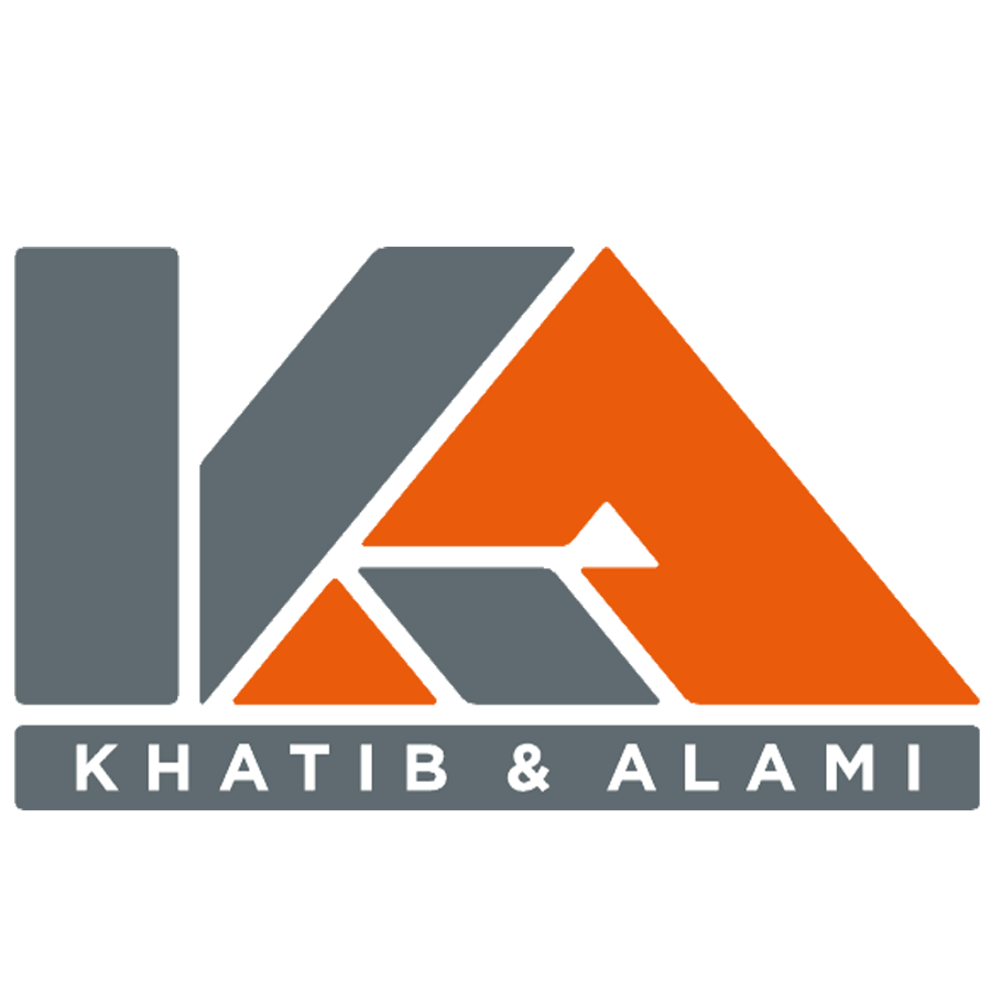Logo for Khatib & Alami featuring stylized geometric shapes in gray and orange, with company name underneath.
