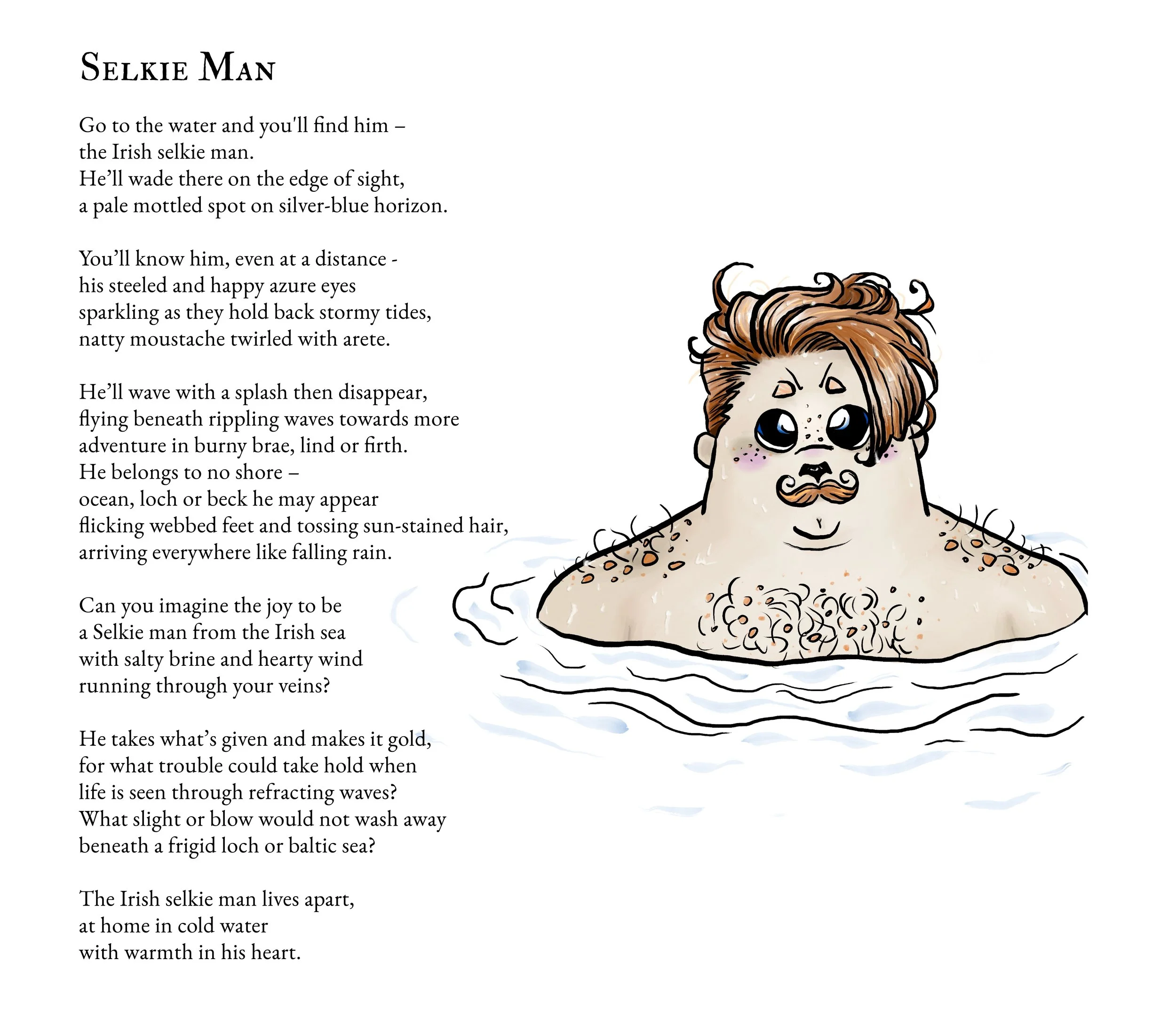Selkie Man - illustrated poem by Themo H Peel