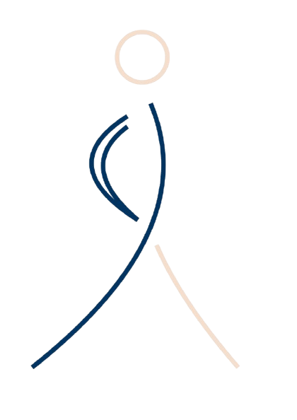 Silhouette simplifiée d'une personne marchant, représentant une figure humaine abstraite.