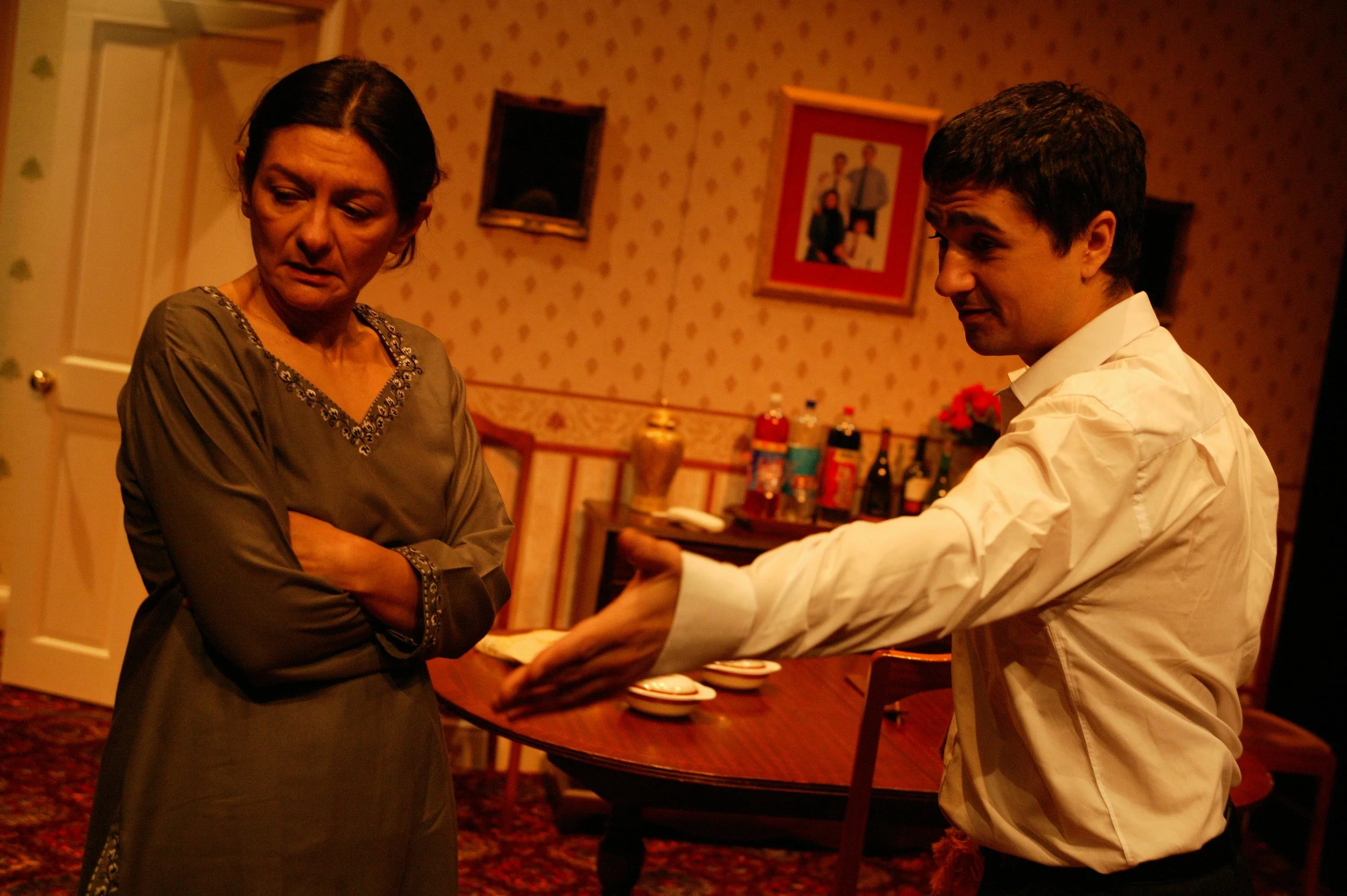 Shelley King as Mrs Rizvi and Damian Asher as Salim