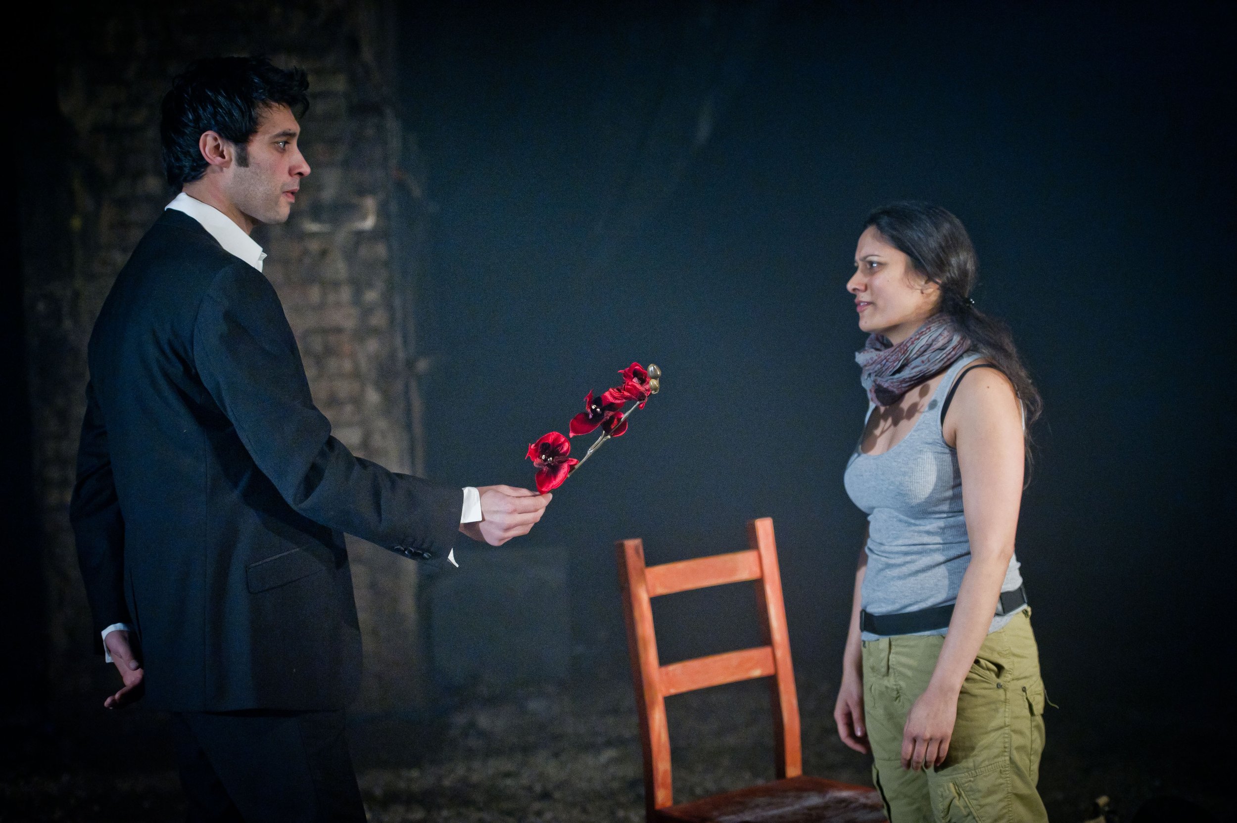 Robert Mountford as Red and Goldy Notay as Chandra —Photo by Robert Workman