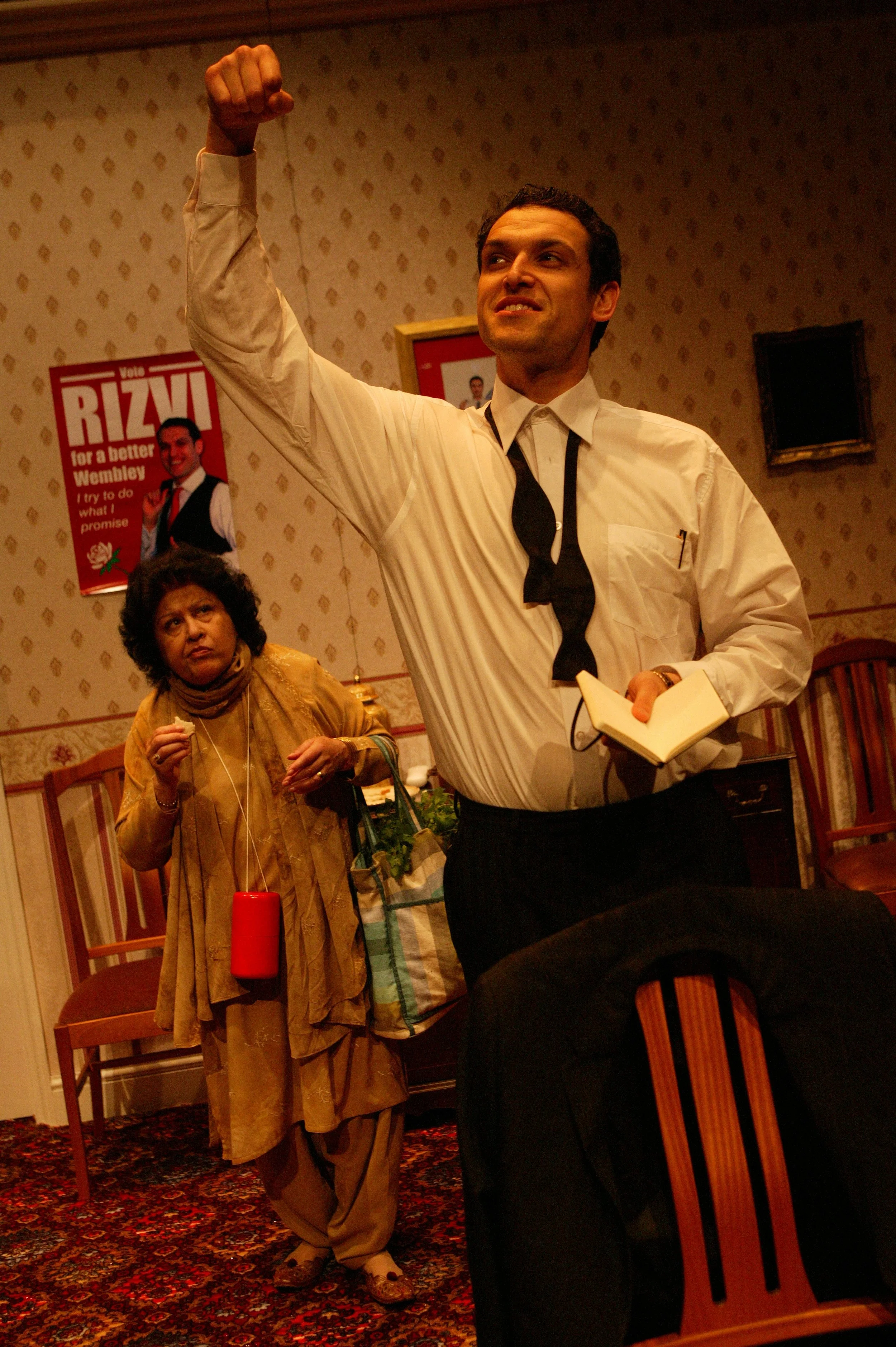 Jamila Massey as Auntie Moona and Nicholas Khan as Mr Rizvi
