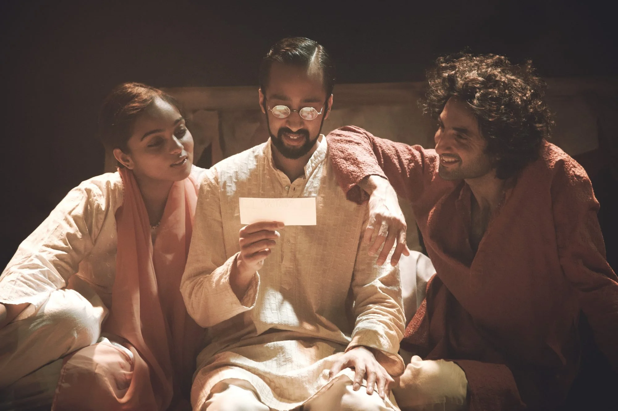 Shalini Peiris as Azadeh, Asif Khan as Fauji and Pushpinder Chani as Pavan — Photo by Jerome Hunt