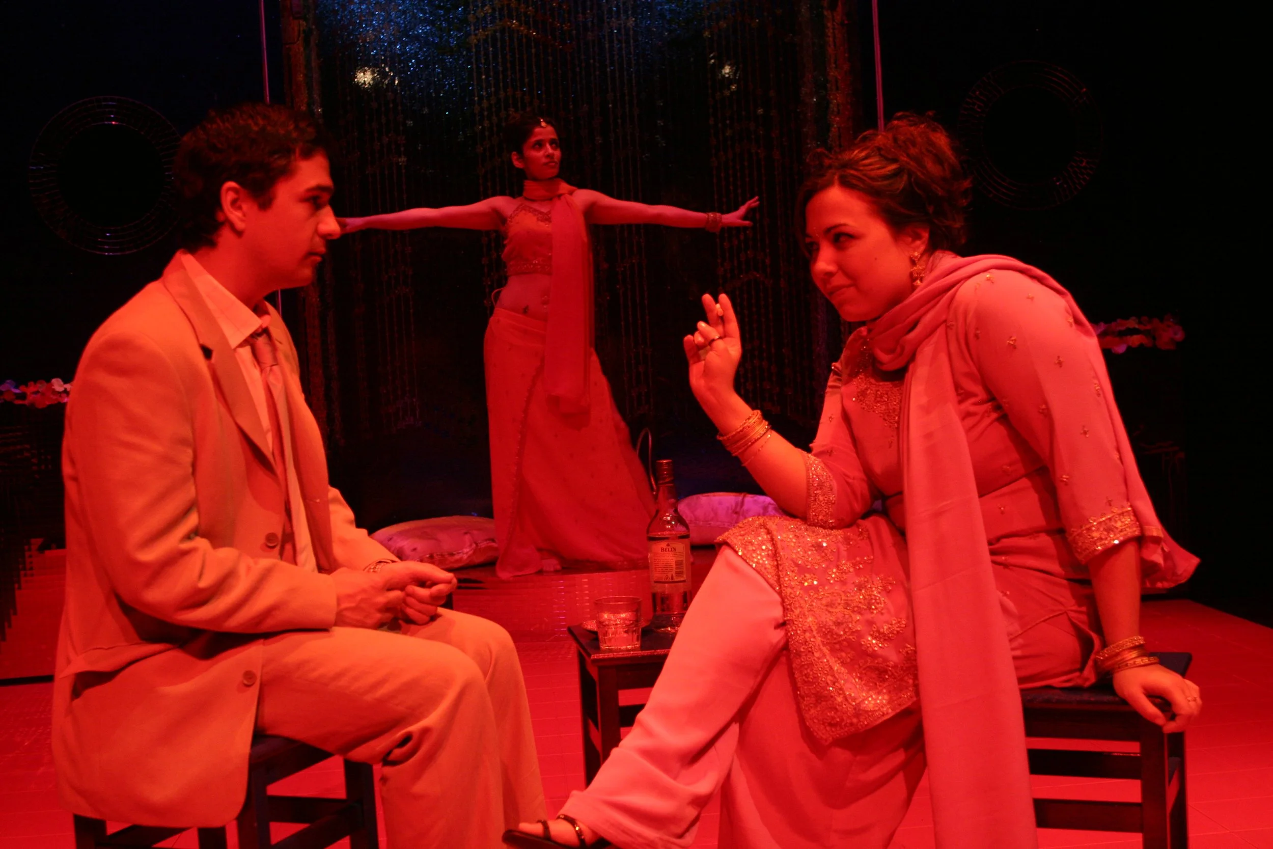 Damian Asher as Charles, Shivan Ghai as Aiesha and Sharona Sassoon as Madam