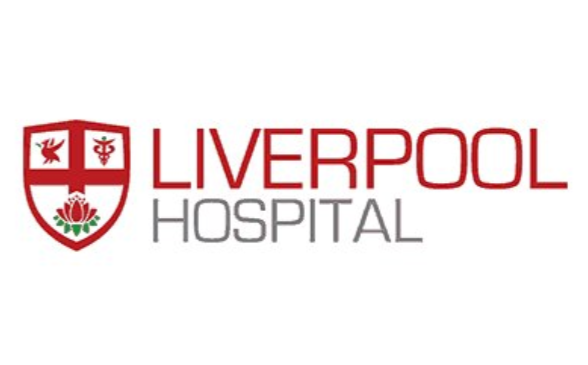 Liverpool Hospital logo with red and white shield and the words 'Liverpool Hospital' next to it.