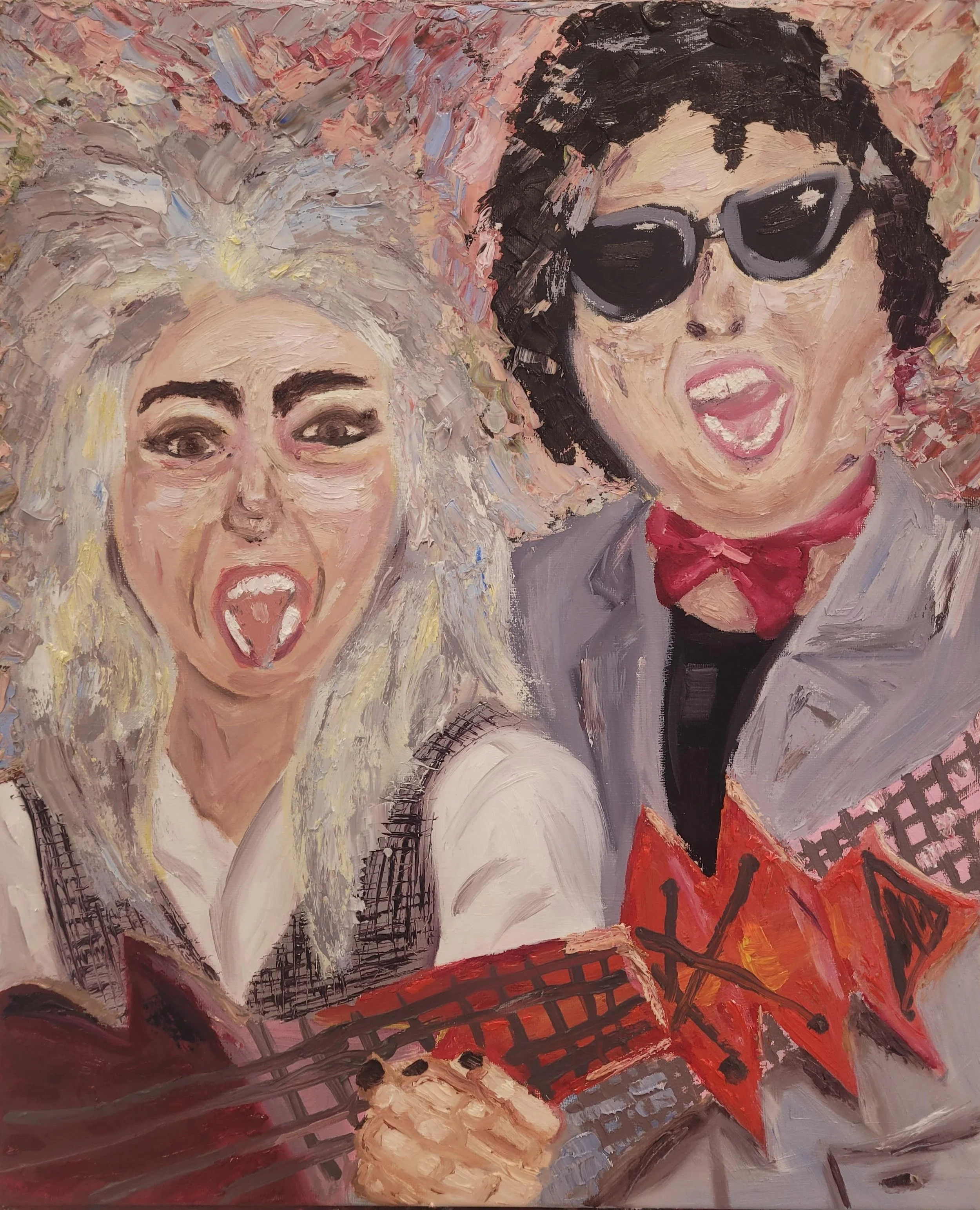 Six Figure Rock And Role, 
Kathryn Guy, Oil paint, 50cm by 40cm, 2024,
Unavailable 