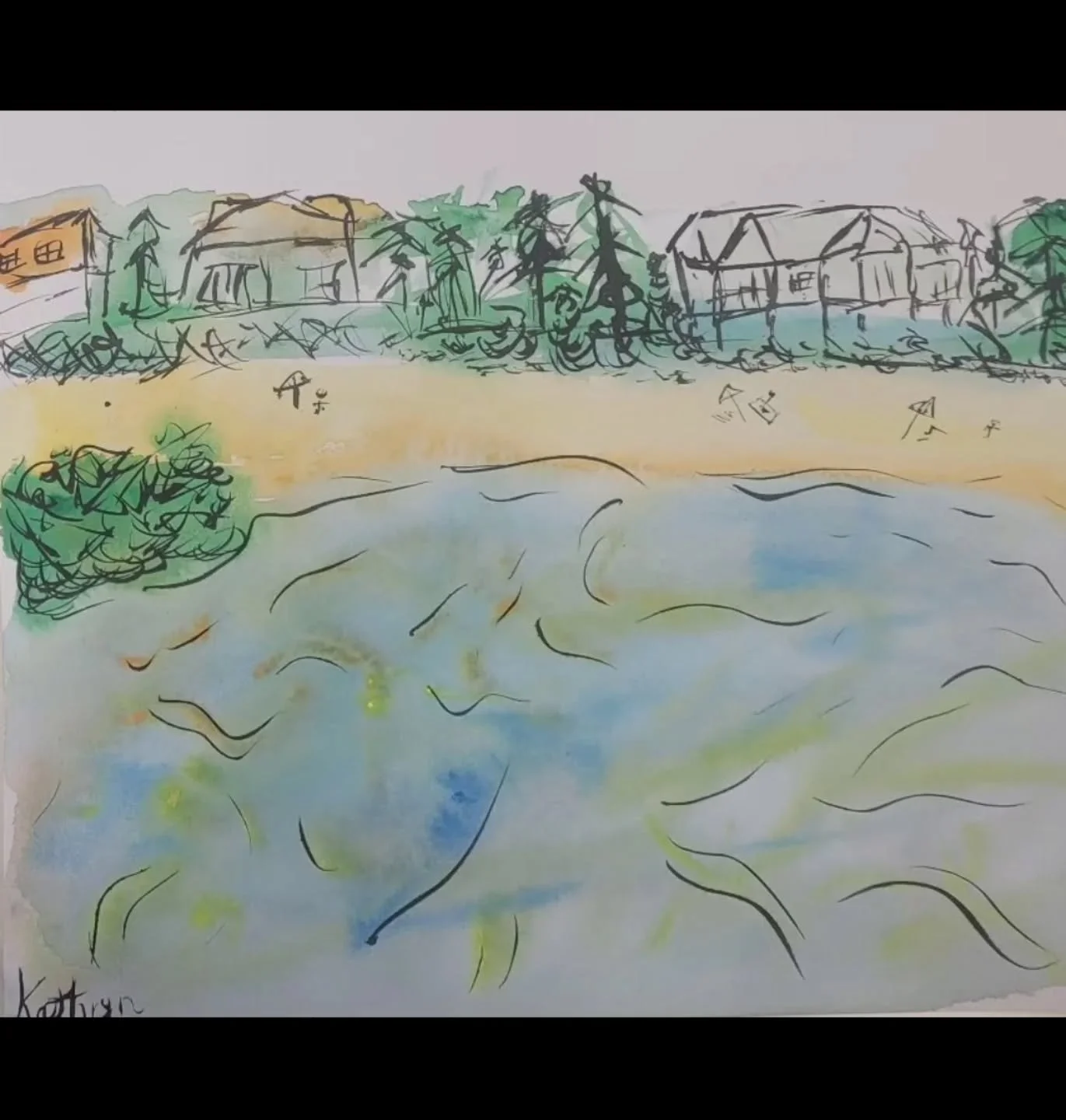 Newport 
Watercolour and Ink, A4, 2024

#newportbeach #watercolour #inkdrawing