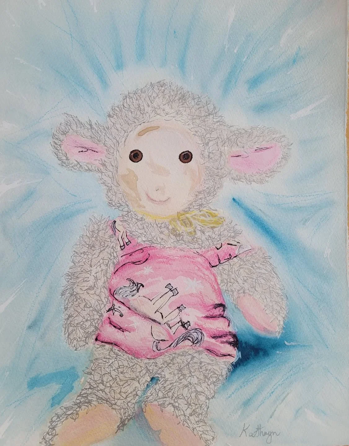 Sheepy!!! 

A3, mixed media, 2025

#watercolourart #watercolours