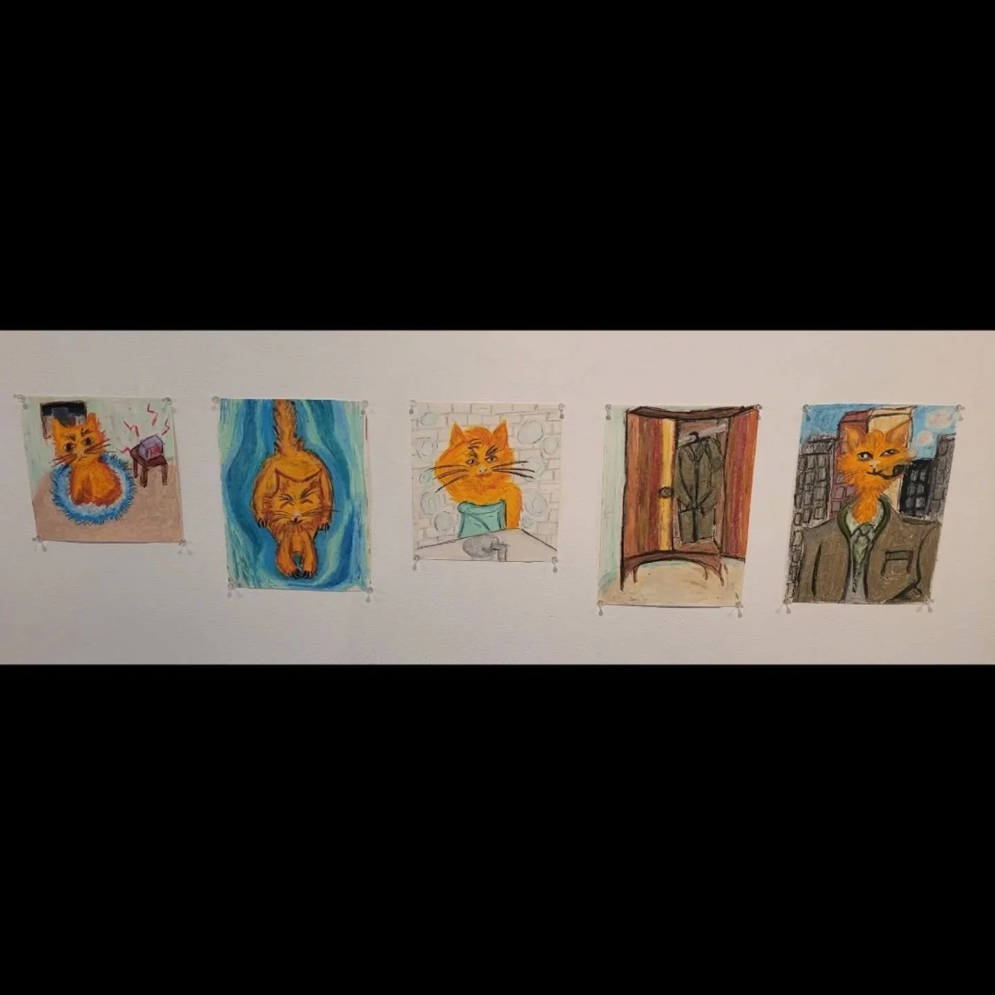 Detective Meow Meows' morning ruitine
#hardworking #solvingcrime 

Oli pastle 2024

I forgot to crop one of the photos please forgive me!