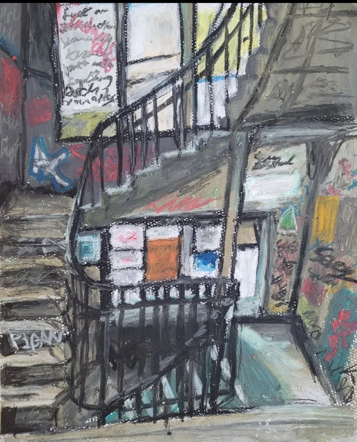 Abandoned staircase

Oil pastles 2024 

One of my favs 

#oilpastle