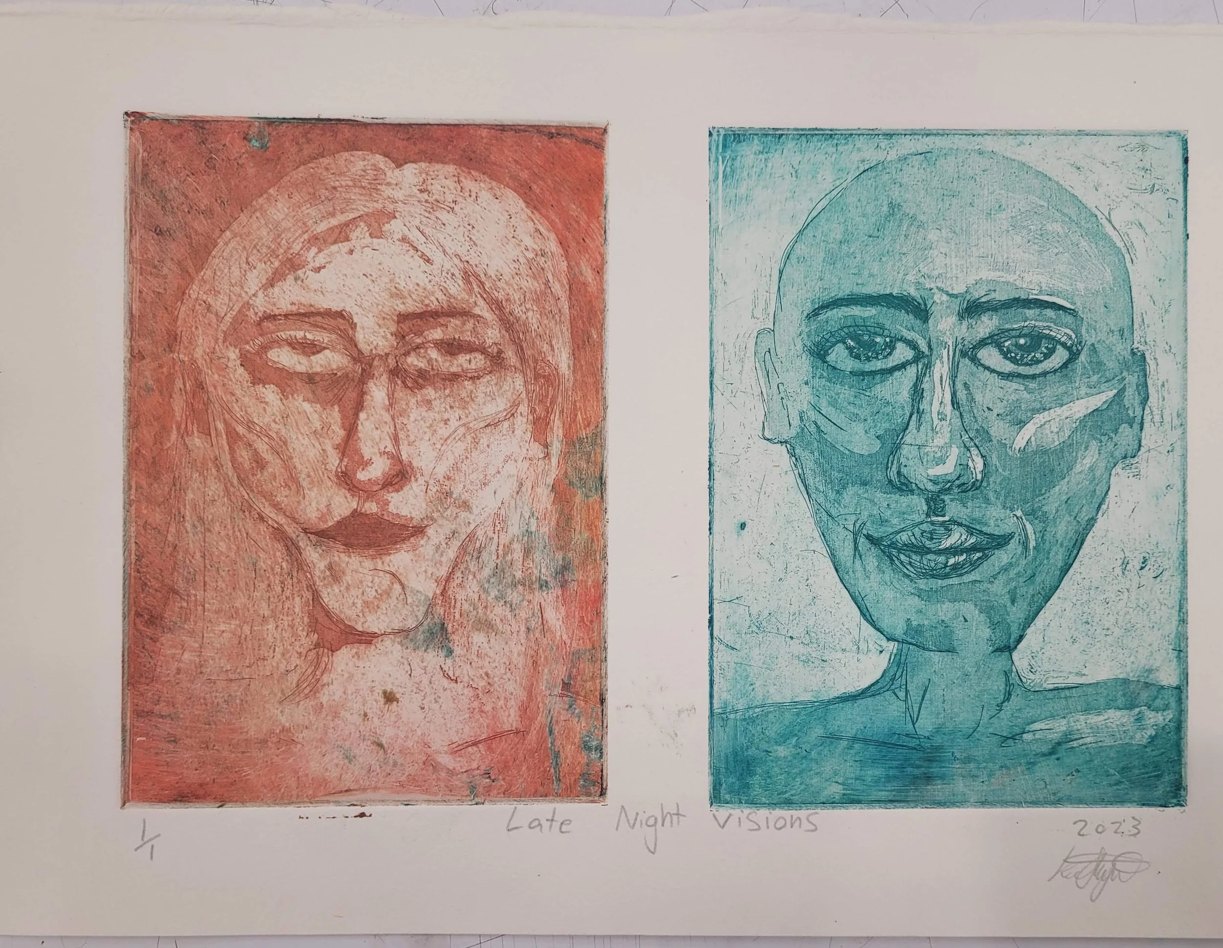 Late Night Visions,
Kathryn Guy, Lino, Print one of one, A3, 2023