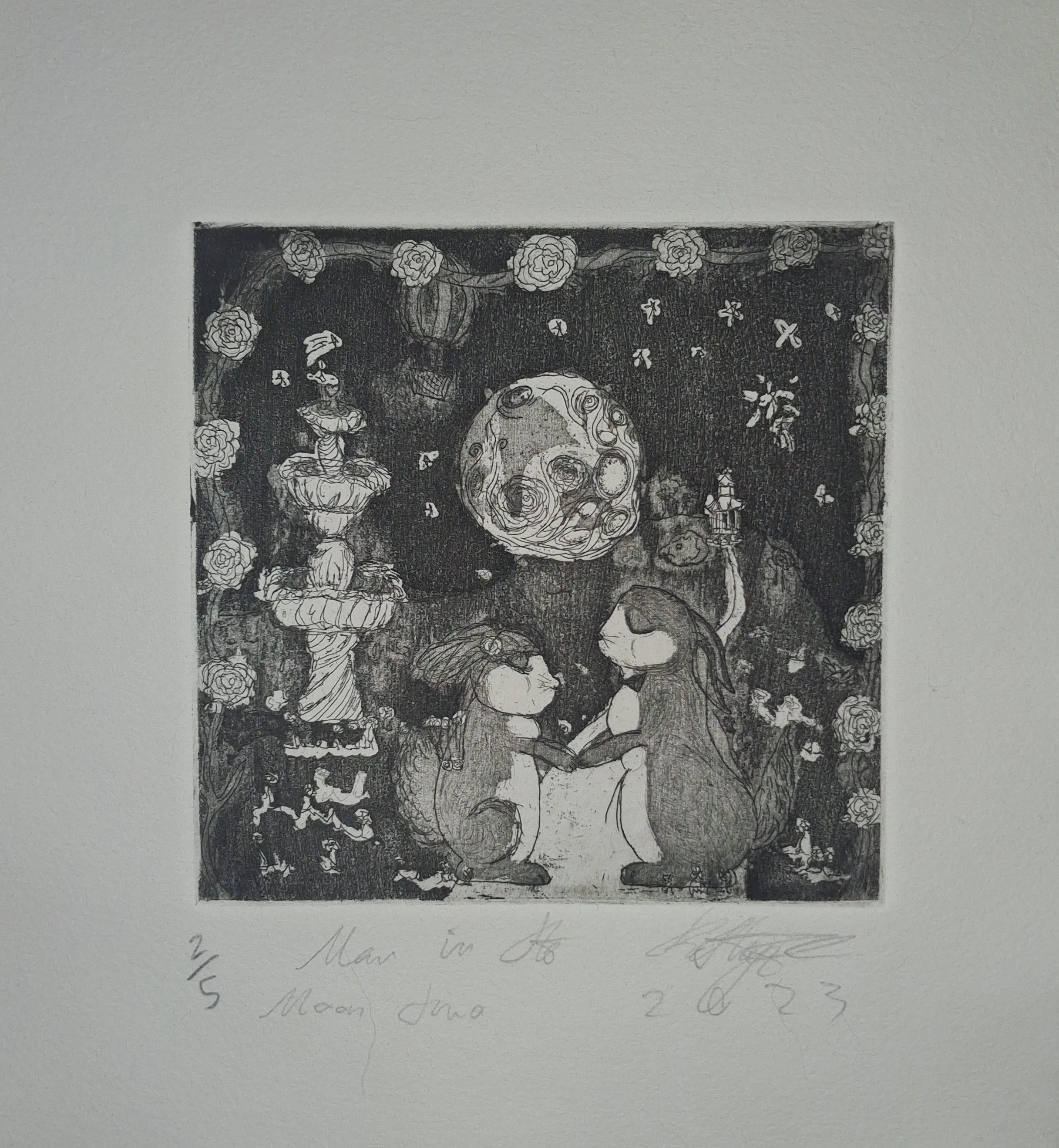 Man In The Moon Two,
Kathryn Guy, Etching, Print two of five, A4, 2023