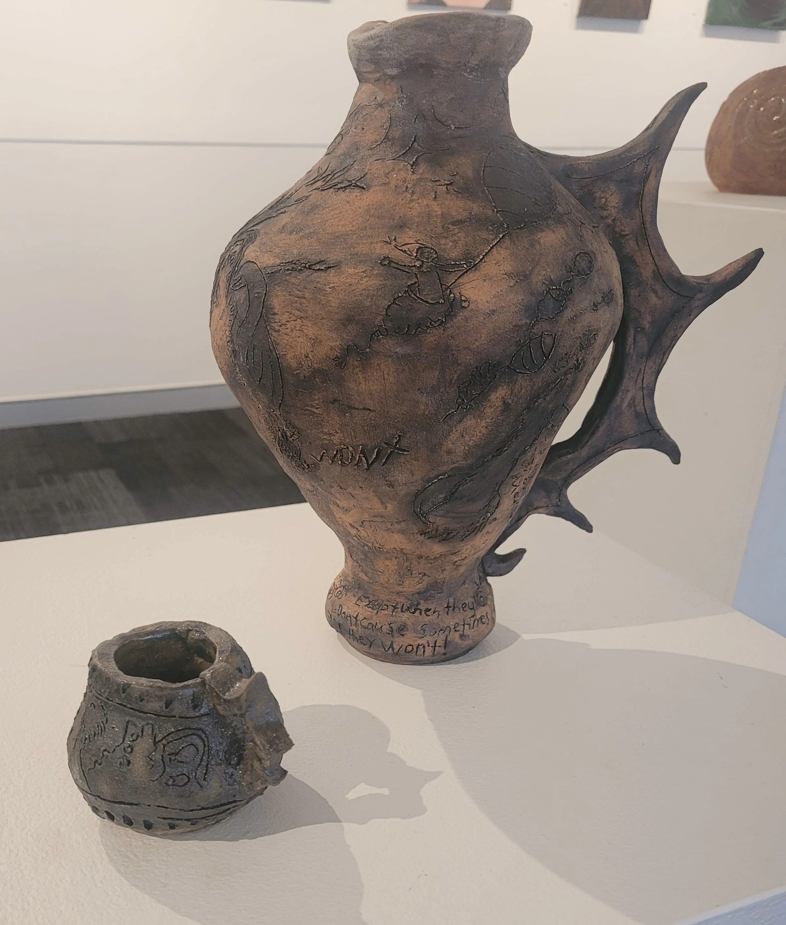 Gothic Childhood Reconstruction,
Kathryn Guy, Ceramic Set, 32cm by 28cm (piece one), 8cm by 9cm (piece two), 2023