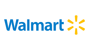 Walmart logo with blue text and yellow spark symbol